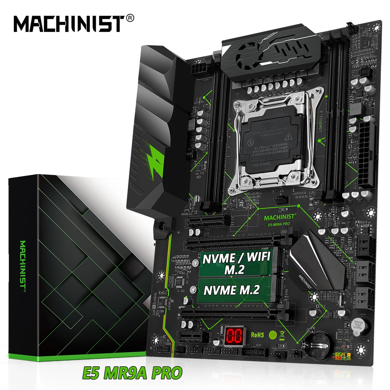 MACHINIST MR9A PRO 마더보드 지지대, LGA 2011-3 제온 E5 V3 V4 CPU 프로세서, DDR4 RAM, 4 채널 메모리, NVME M.2 USB 2.0 ATX 