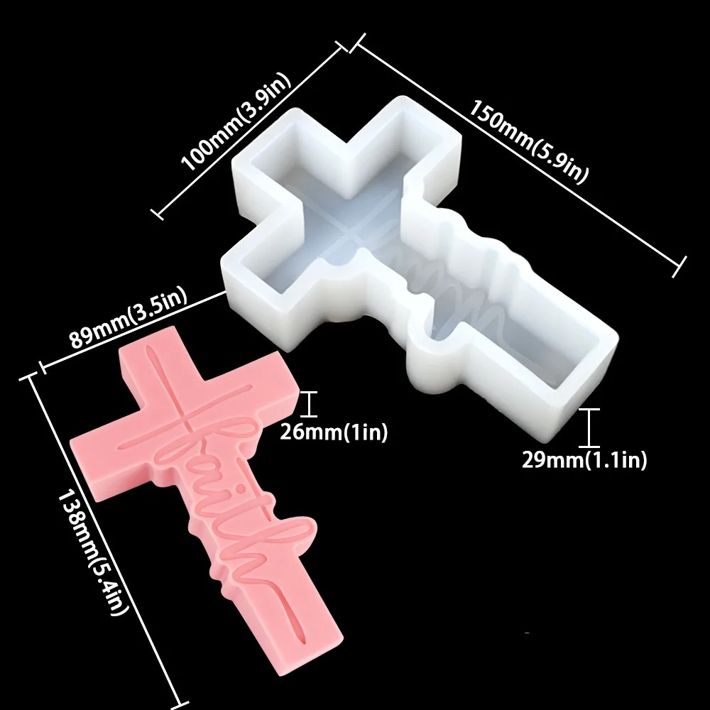 Silicone Cross Sculpture Mold Reusable Non-Stick Plaster Ornament Mold Easy Release Detailed Texture Aroma Candle Mold Halloween
