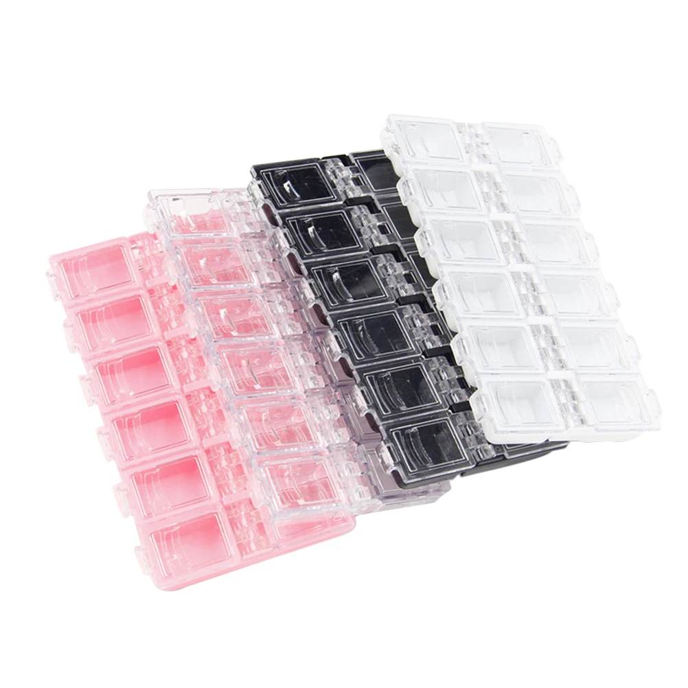 

4pcs 12 Compartments Clear Jewelry Box Nail Storage Container Accessories Case Small Plastic Household Storage Organizer