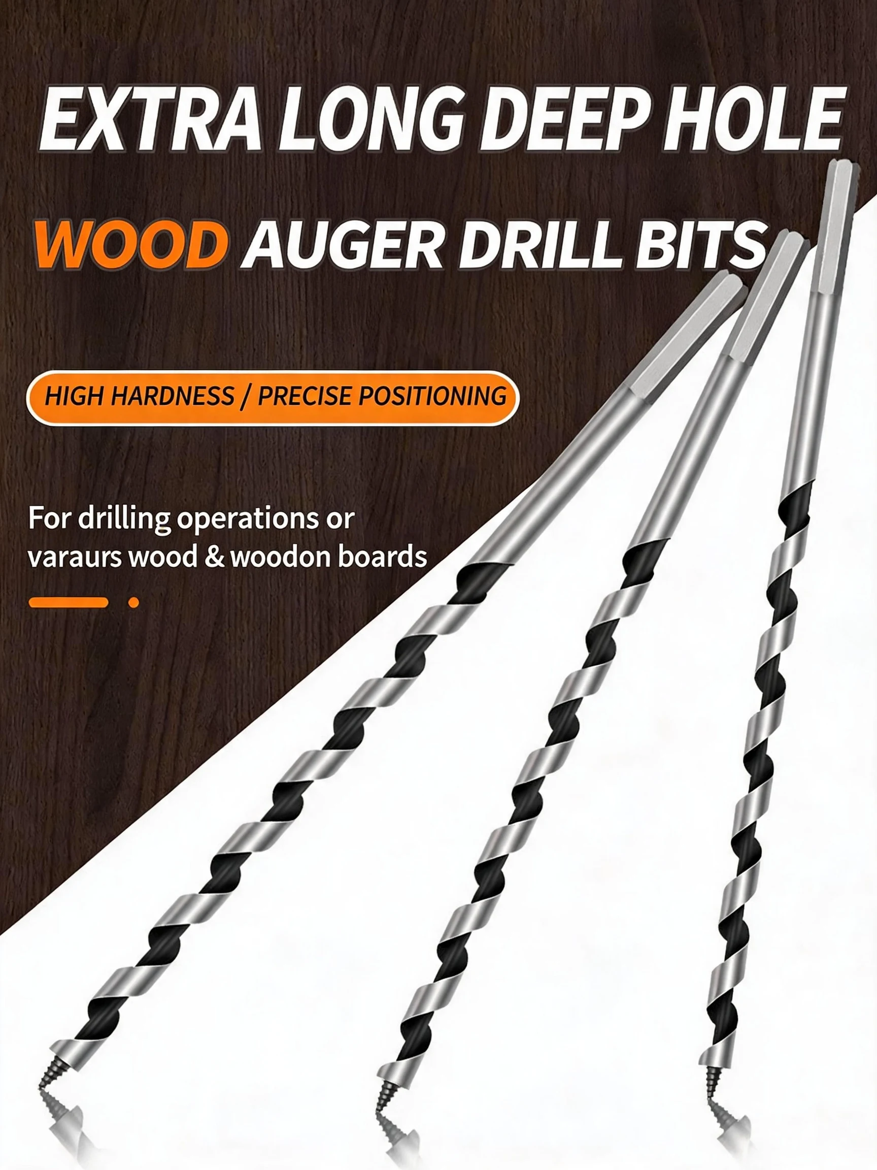 Extra langer Holzbohrer 300mm mit Sechskantschaft, Spiralbohrer für tiefe Löcher in der Holzbearbeitung – Detail 2