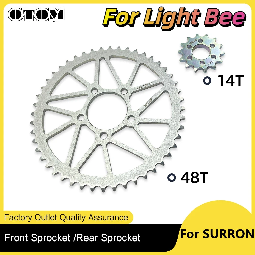 For Light Bee Motorcycle Front Rear Sprockets 48T 14T Steel Back Sprocket Cog SURRON Electric Dirt Bike Accessories