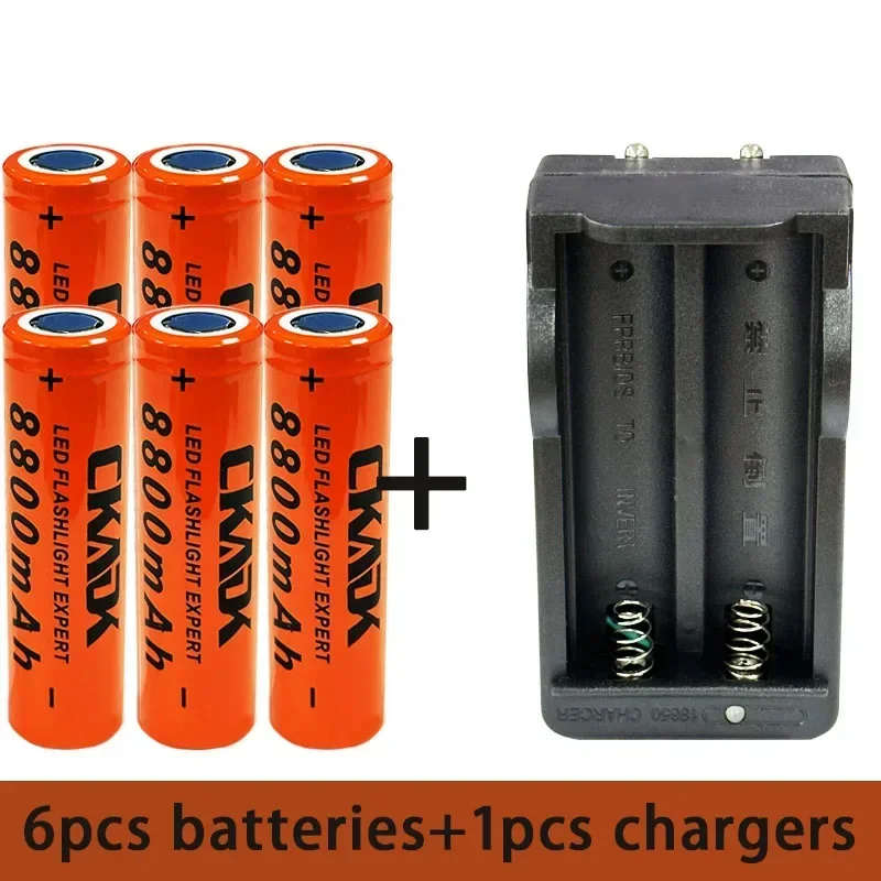 100% Original 18650 3.7V 8800mAh Rechargeable Lithium Battery with 10A Discharge, Suitable for 18650 Battery+charger