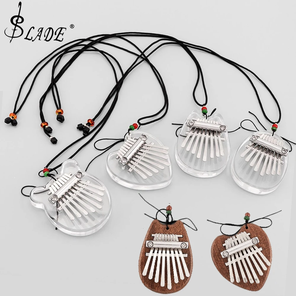 

Mini 8 Keys Kalimba Crystal Transparent Thumb Piano Bear Heart Kitten Water Drop Mbira Musical Instrument Kids Gift Toys