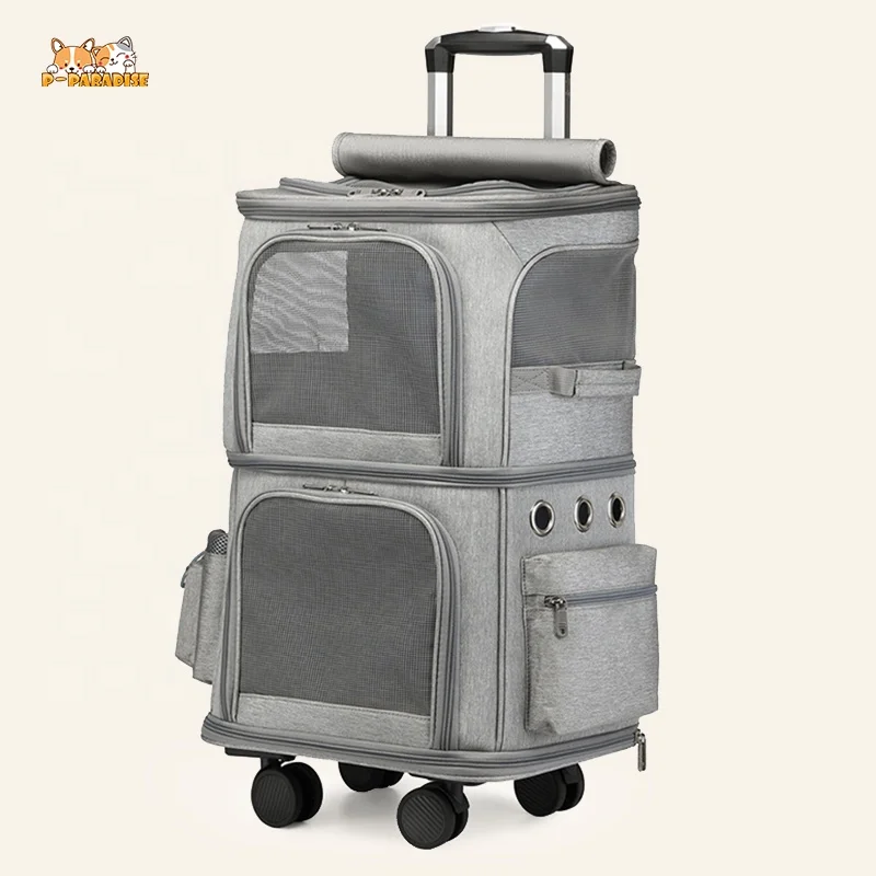 Pet Carrier Backpack Pet trolley bag dog Handle and trolley Wheels Breathable Mesh Panels Pet Cages Carries