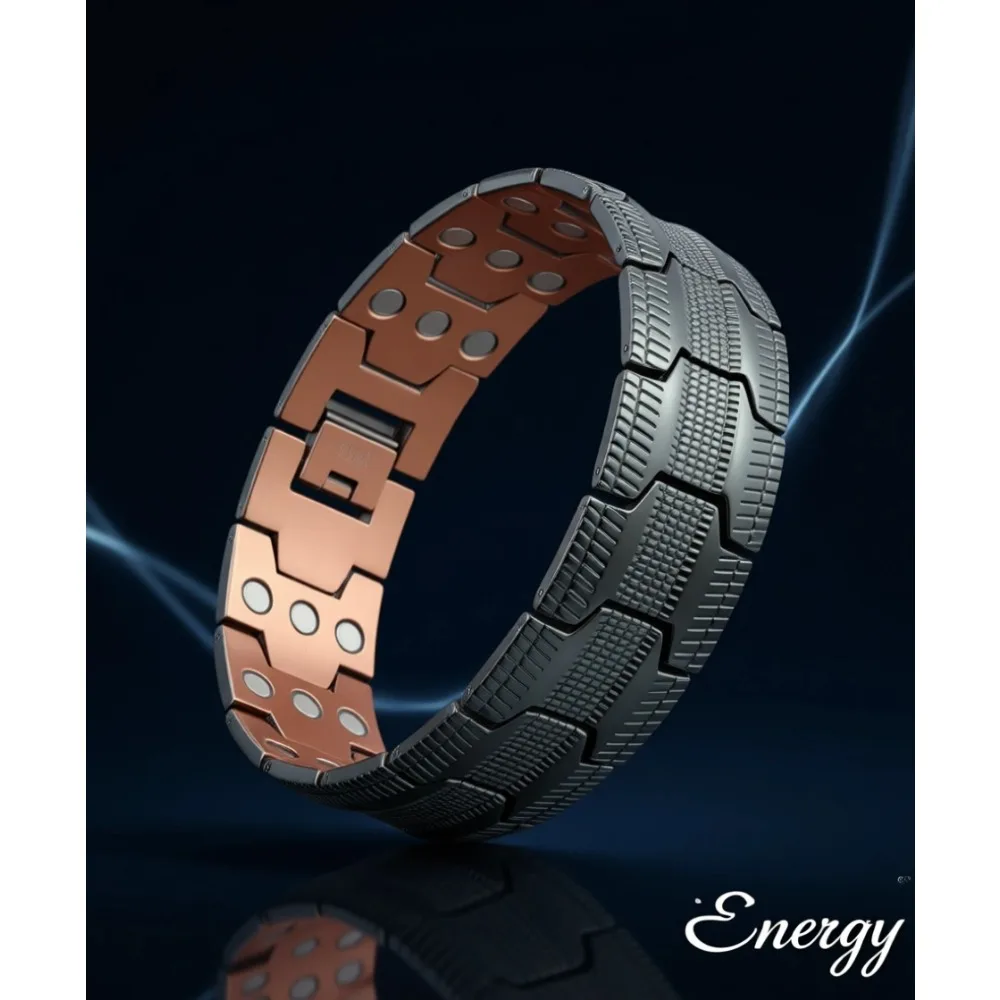 

Магнитный браслет из чистой меди для мужчин, регулируемый, 3800 Гаусс, для снятия боли, с откидной застежкой