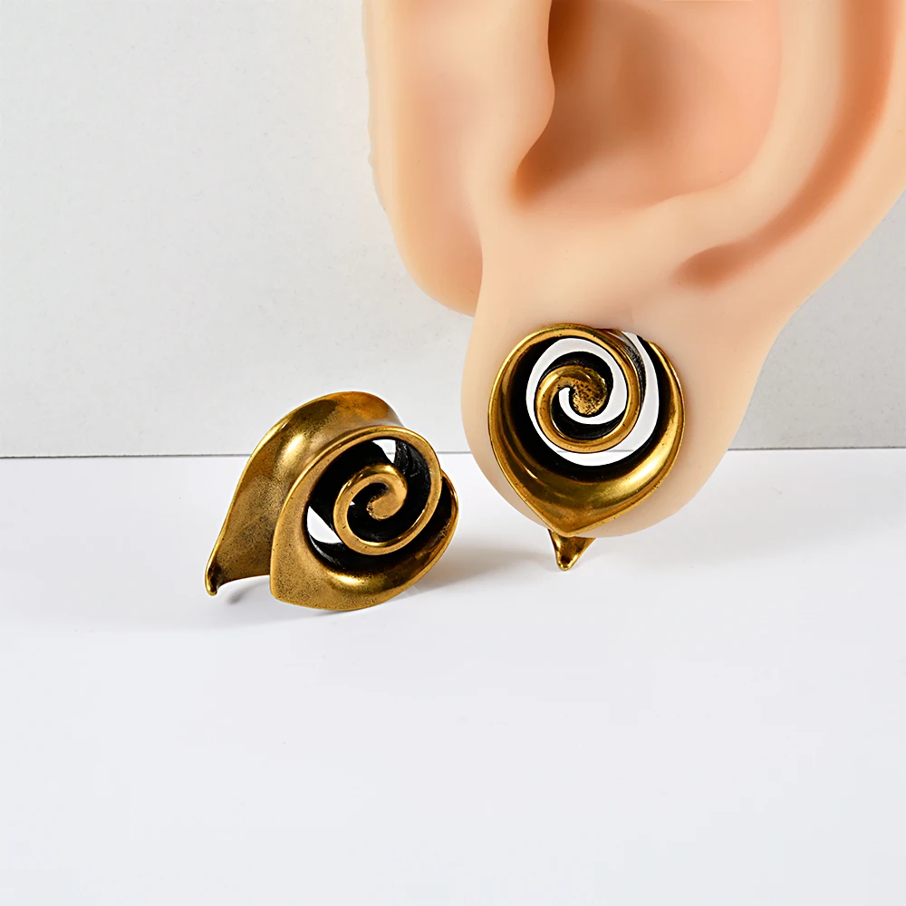 1-2PCS Vintage Sipiral Waterdrop Ear Tunnels&Plugs Expander Weight Ear Gauges Stretchers Earring Copper Piercing Body Jewelry