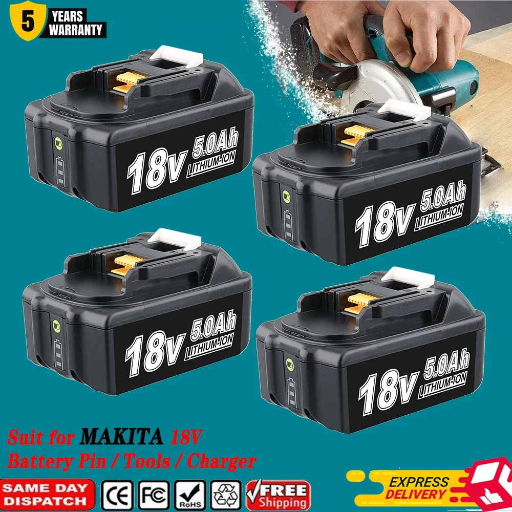 1/2/4 pezzi 5.0Ah BL1850B Sostituisci per Makita 18V Pin batteria, adatto per BL1860B BL1830B BL1815 LXT-400 Batteria per utensili da trapano con LED