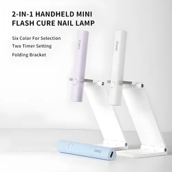 Cordless UV Light for Gel Nail Mini UV LED Nail Lamp Handheld with Stand Portable Nail Dryer with 2 Timers for Fast Drying