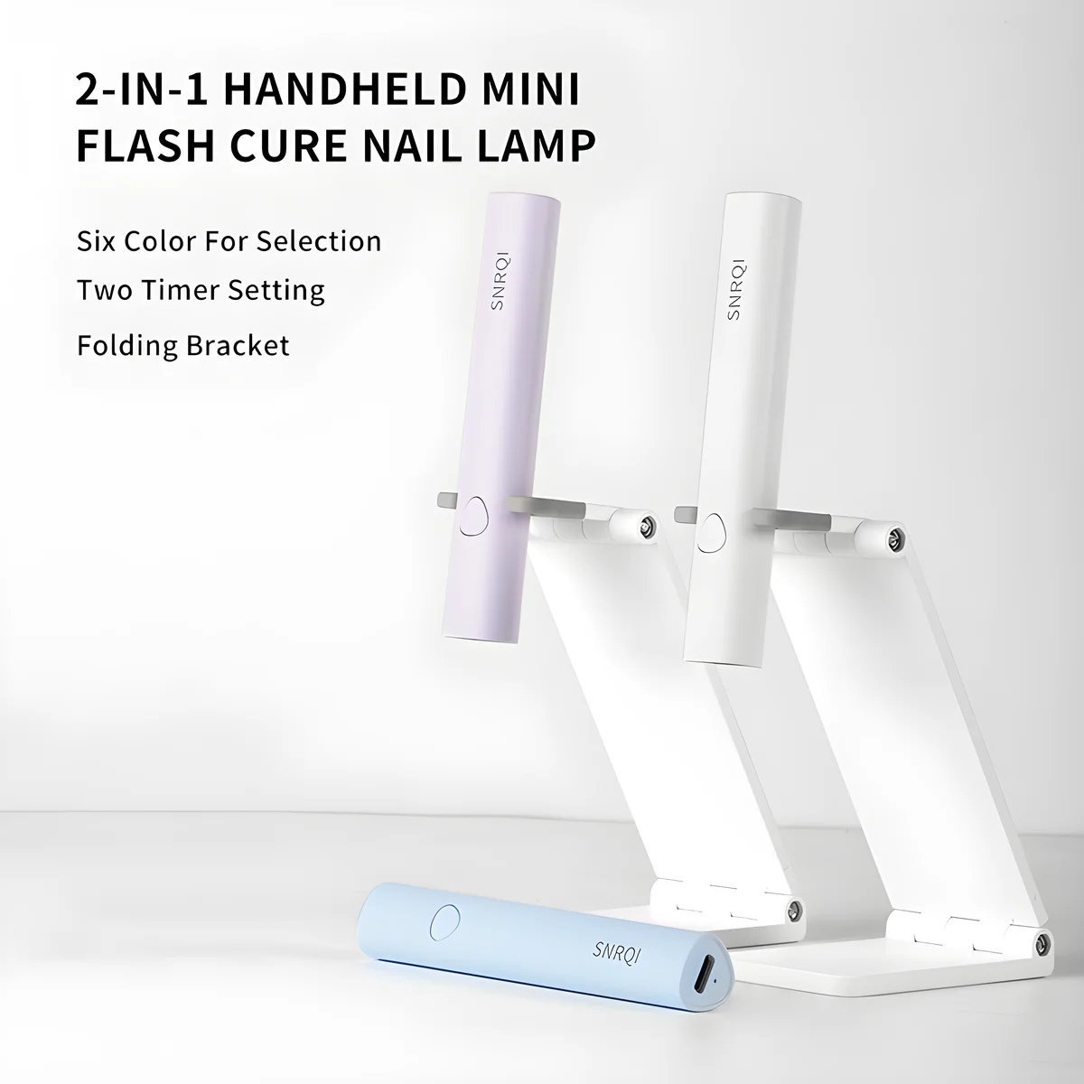 Mini UV LED Nail Lamp Handheld Flash Cure Light 3W Cordless Rechargeable 2-in-1 with Stand Type-C 2 Timers Gel Polish Nail Salon