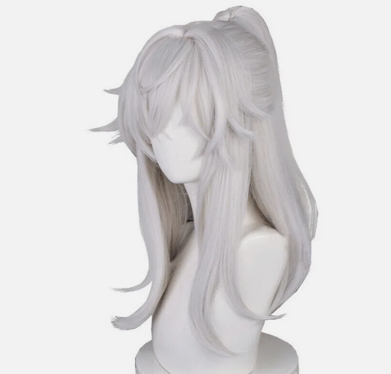 Honkai: Star Rail Jingyuan Cosplay Wigs 50cm Grey Ponytail Synthetic Hair