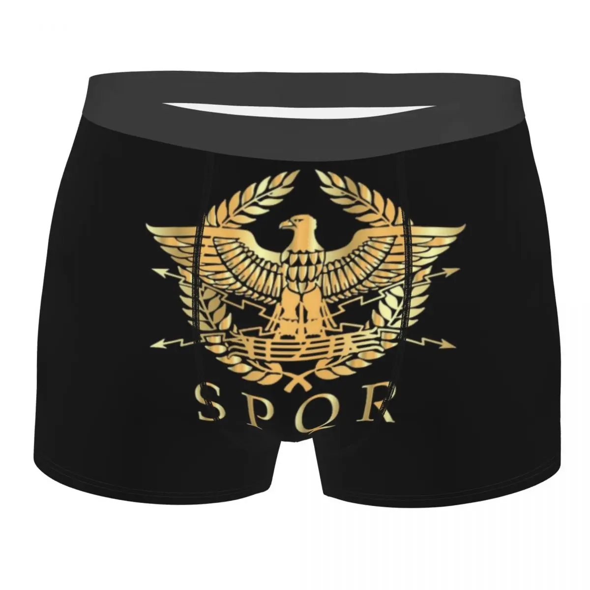 Custom Vintage Gold Roman Empire Byzantine Eagle Emblem Underwear Rome SPQR Boxer Briefs Breathable Shorts Panties Underpants