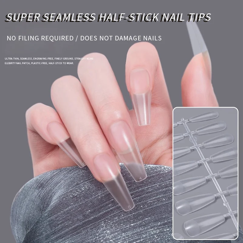 Nail Tips Press On Fake False Acrylic Soft Gel Nails - Fingernails Short Woman Capsule for Nails Almond Coffin Full Cover Matte