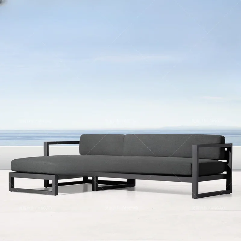 Nordic Outdoor Sofa ze stali nierdzewnej Stolik kawowy Połączenie Salon Dziedziniec Hotel Ogród Sofa zewnętrzna ze stopu aluminium