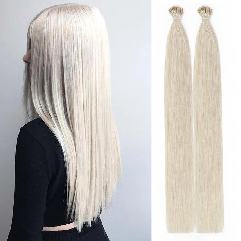Biondo bianco # 1001 I Tip Microlink Estensioni dei capelli Veri capelli umani naturali Micro Perline Capsule di fusione fredda Macchina Capelli Remy