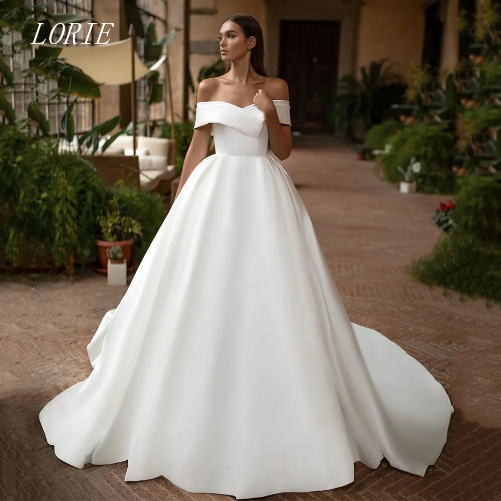 

LORIE Luxury A Line Wedding Dress Off The Shoulder Bridal Dresses Elegant Pleat Wedding Gown Customized 2026