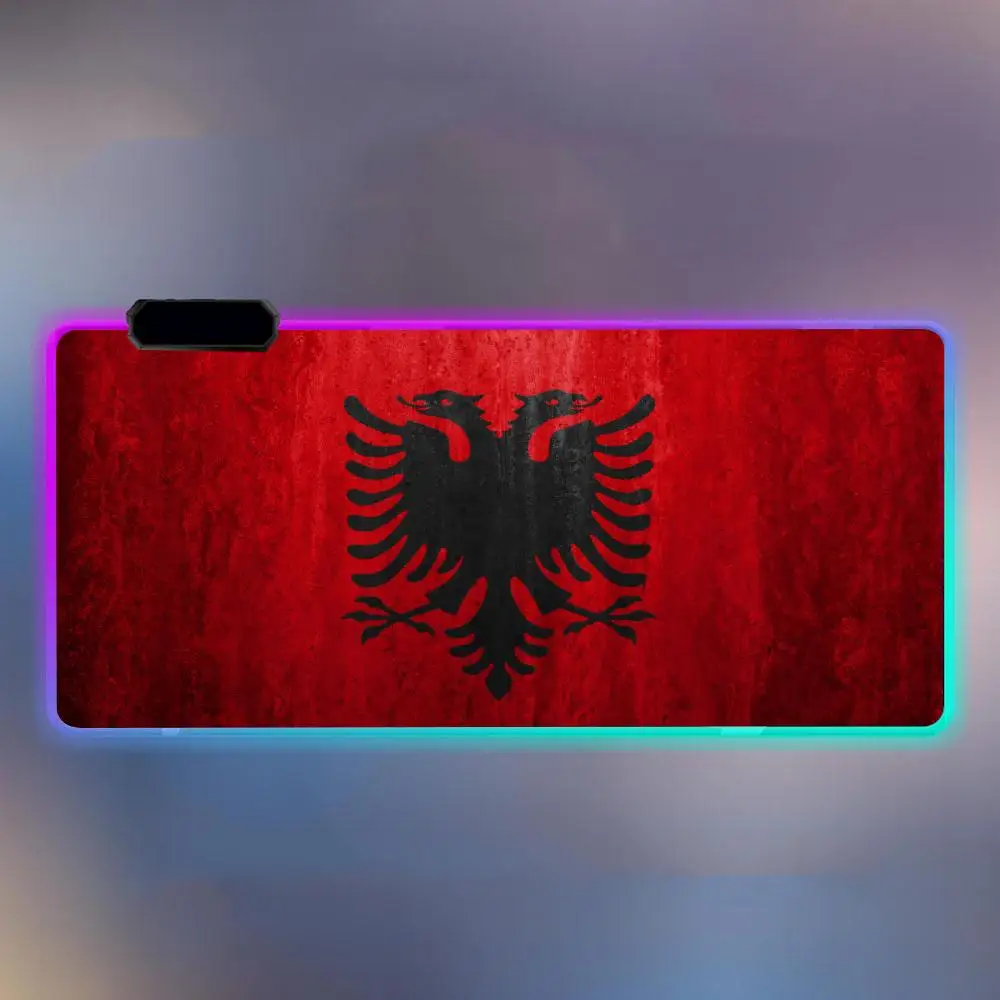 A-Albania A-Albanians F-Flags Mouse Pad Luminous Desk Mouse Pad RGB Computer Laptop Anime Keyboard Mouse Mat Keyboard LED Mousep