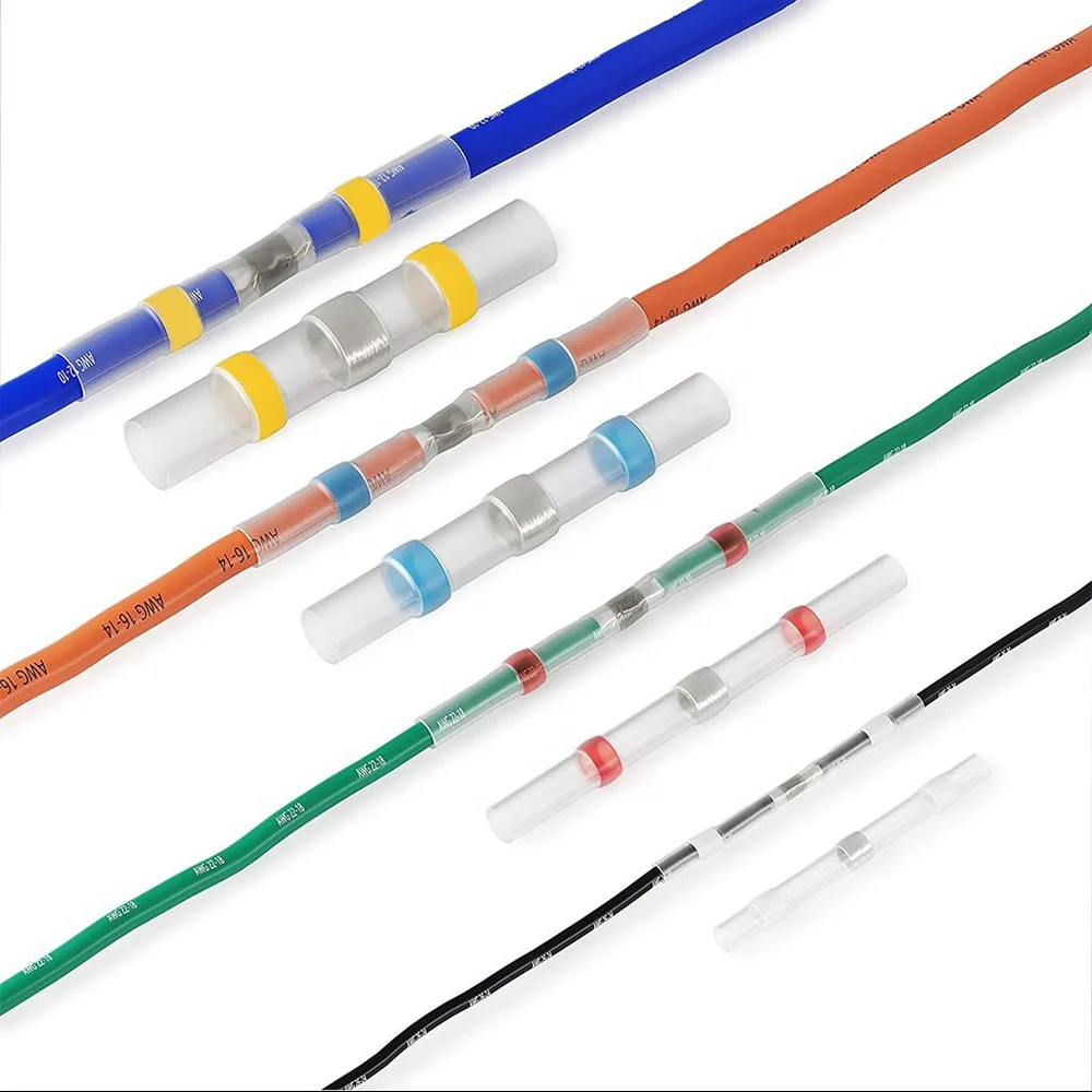 Heat Shrink Butt Crimp Terminals Waterproof Solder Seal Electrical Butt Connectors Wire Cable Splice Terminal Kit