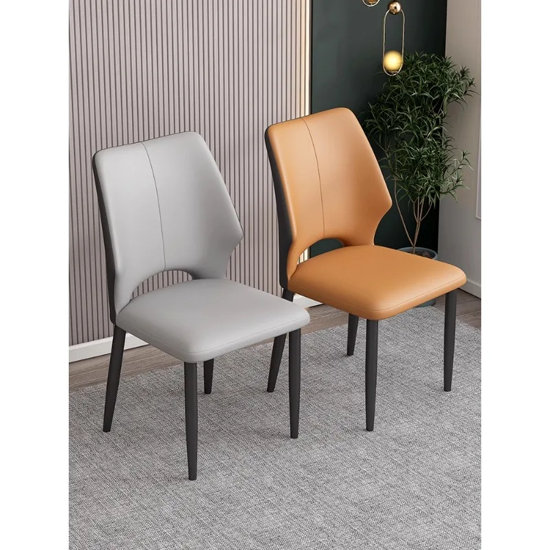 

Italian light luxury dining chair home modern simple leather chair Nordic negotiation hotel restaurant table chair backrest stoo