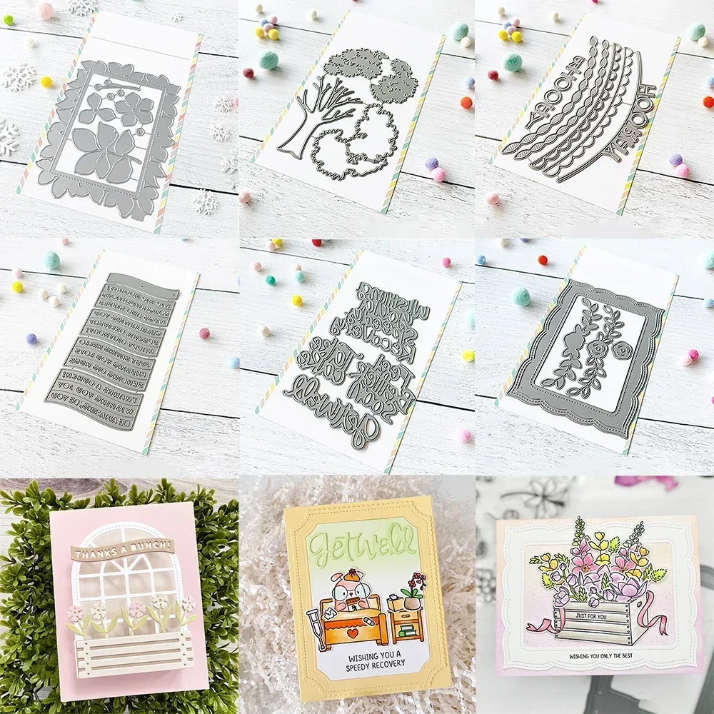 Вечнозеленое дерево, листва, рамка, оздоровительные пожелания, металлические штампы для изготовления карточек «сделай сам», скрапбукинг, украшение для фотоальбома, ремесло