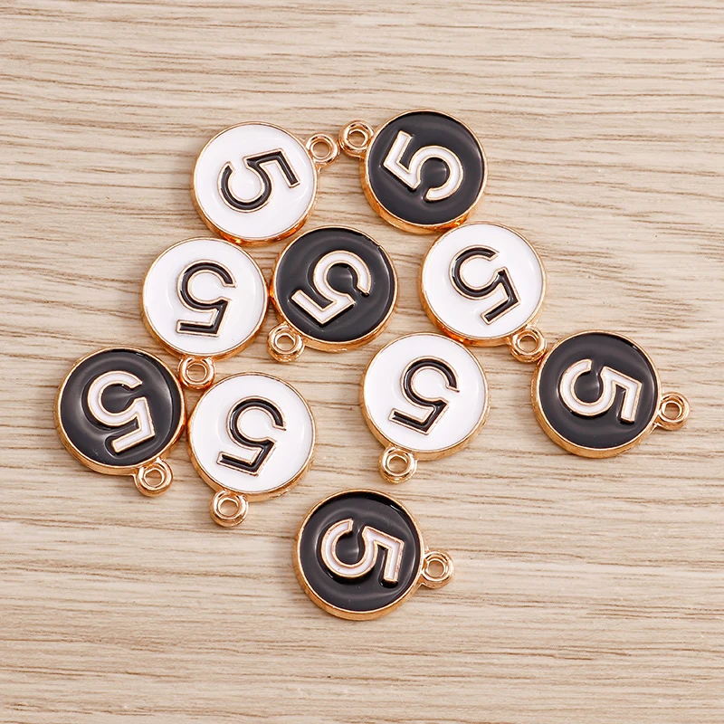 

10pcs 15x18mm Cute Enamel Number 5 Charms for Drop Earrings Pendants Necklace Bracelets DIY Handmade Jewelry Making Accessories