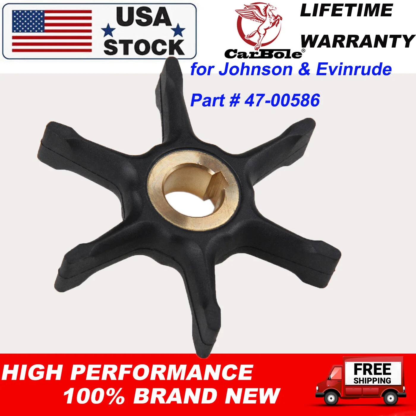 

Outboard Water Pump Impeller 375638 For Johnson Evinrude 10-35HP 389642 18-3002