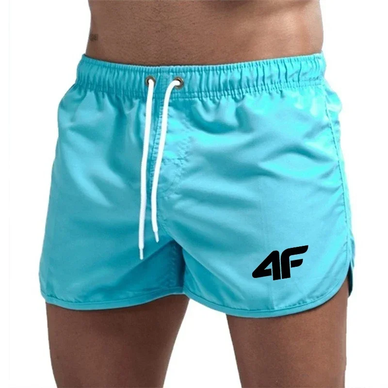 Pantalones cortos para hombre, bañadores de playa 2025, pantalones de gimnasio para nadar de verano, secado rápido, natación para hombre, Surf, ventilación, cordón, moda informal diaria