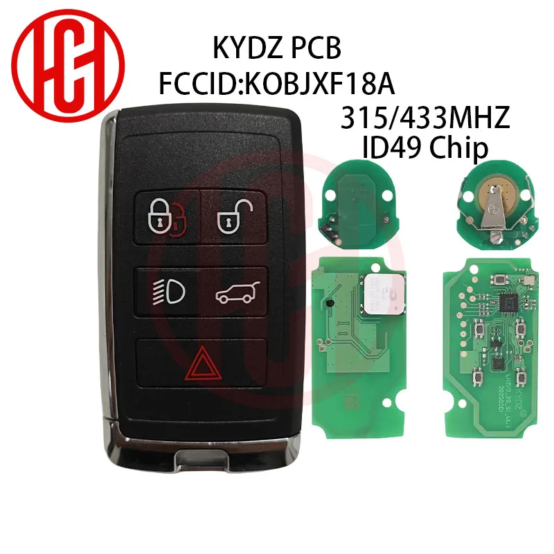 

ID49 Chip 315/433MHZ FCC:KOBJXF18A KYDZ PCB For Land Rover Velar Range Discovery For Jaguar 2018-2023 5Buttons Remote Car Key