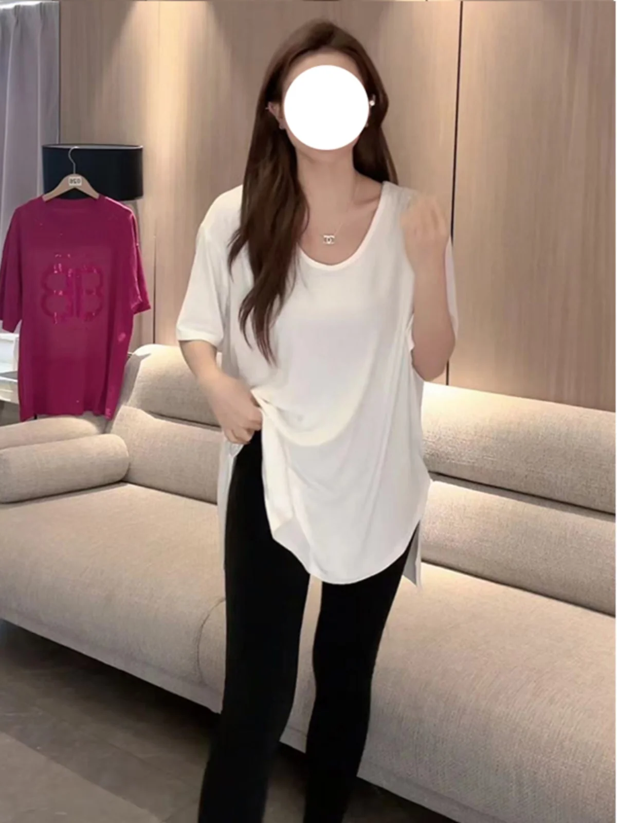 2025Plus Größe Neue Feste T-shirt Sommer Kurzarm Rundhals Casual Top Reine Baumwolle frauen Mode Koreanische Kleidung Z567