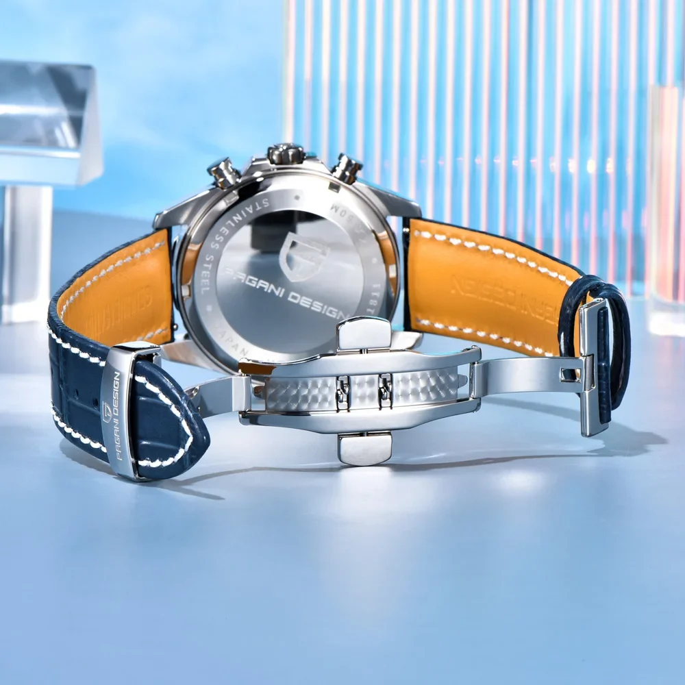 PAGANI DESIGN Orologi 2025 Nuovo forte orologio da uomo al quarzo di lusso luminoso Orologio da uomo in pelle di moda Cronografo in vetro zaffiro
