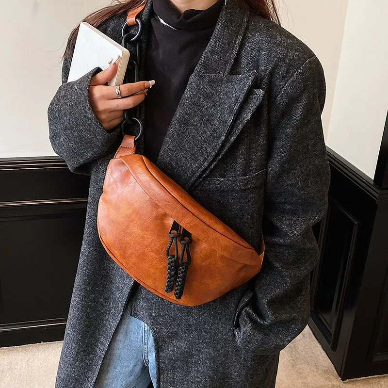 Bolso de cintura de cuero suave para mujer, riñonera de alta calidad, bolso de hombro, monedero, bolso de pecho cruzado de diseñador de moda