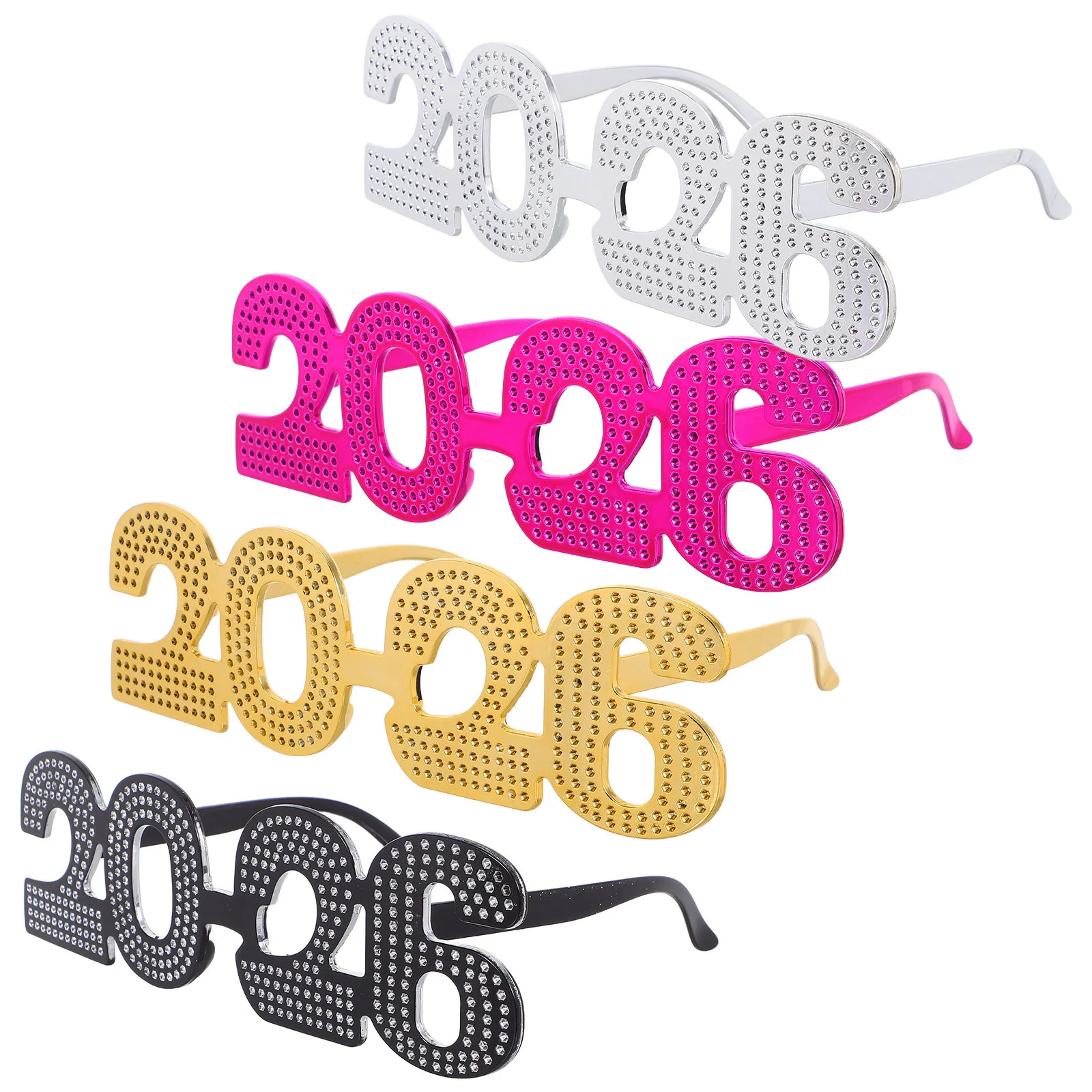 

4Pcs 2026 Happy New Year Glasses Party Eyewear Photo Booth Props Plastic Festive Accessories Plastic Happy New Year Glasses