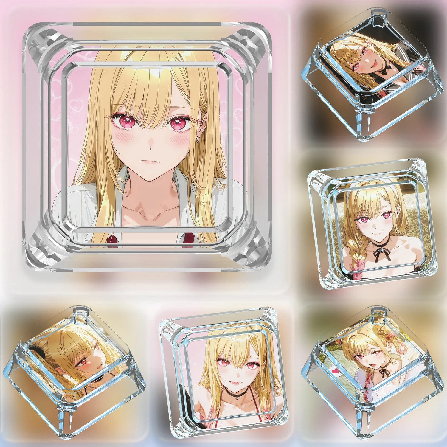 New Cartoon Kitagawa Marin Cute Mechanical Keyboard Keycap Cross Axis Mechanical Keyboard Transparent Light Transmission Keycap