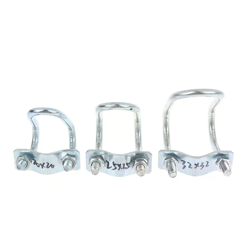 U-Cross Pipe Connectors 2Pcs M8 Galvanized U Bolt Clamp Fits 20/25/32mm Pipes for Outdoor Pipeline Securing