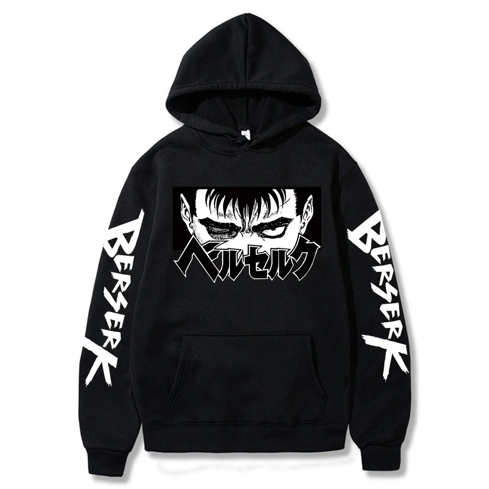 Japan Anime Berserk Harajuku Guts Eyes Manga Hoodies Sweatshirt Gothic Winter Pullover Fashion Long Sleeve Men Black Sweatshirt