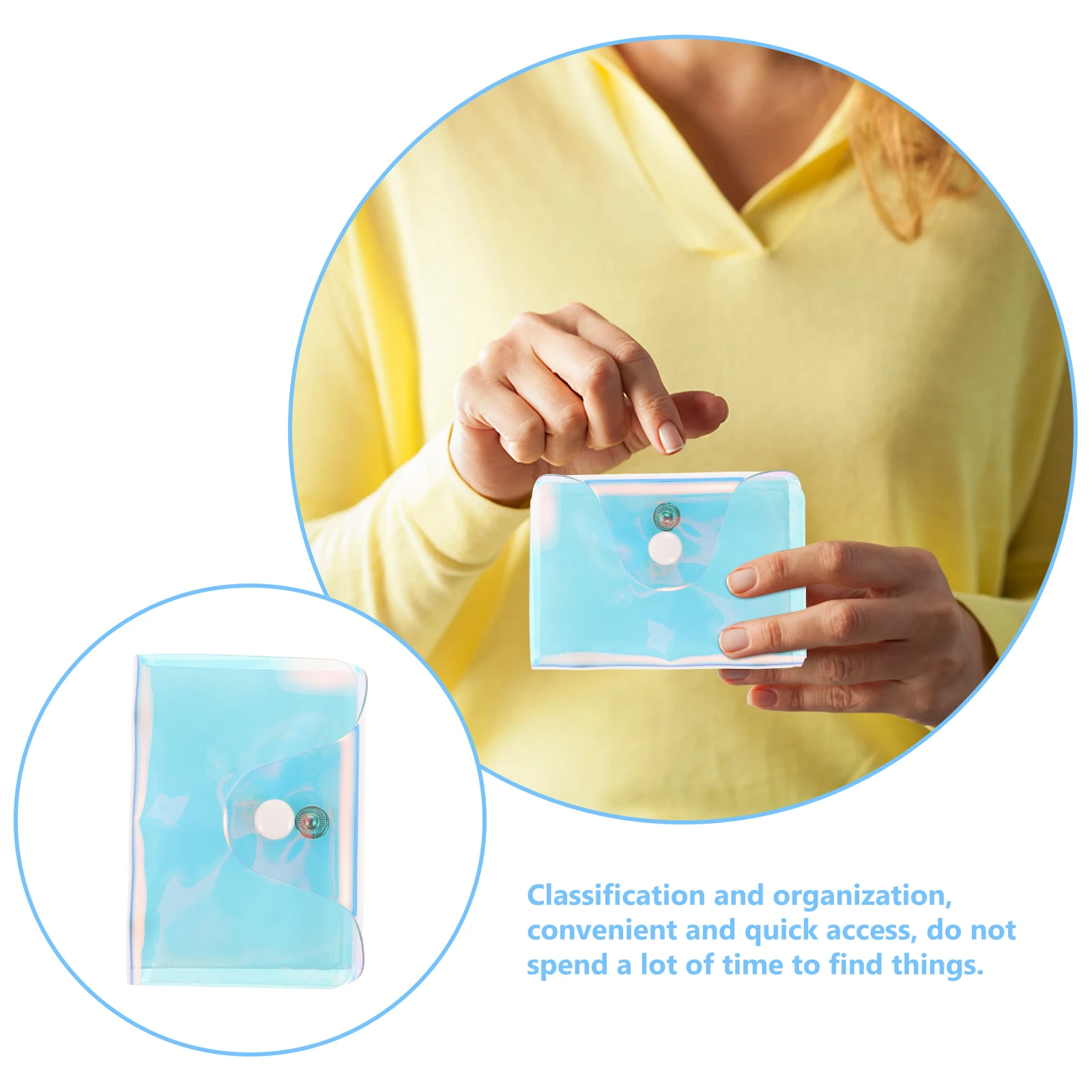 

Multi Card Holder Holographic Wallet Clear Bag Clip Transparent Credit ID Cards Purses Women Travel Organizer 20 Pages