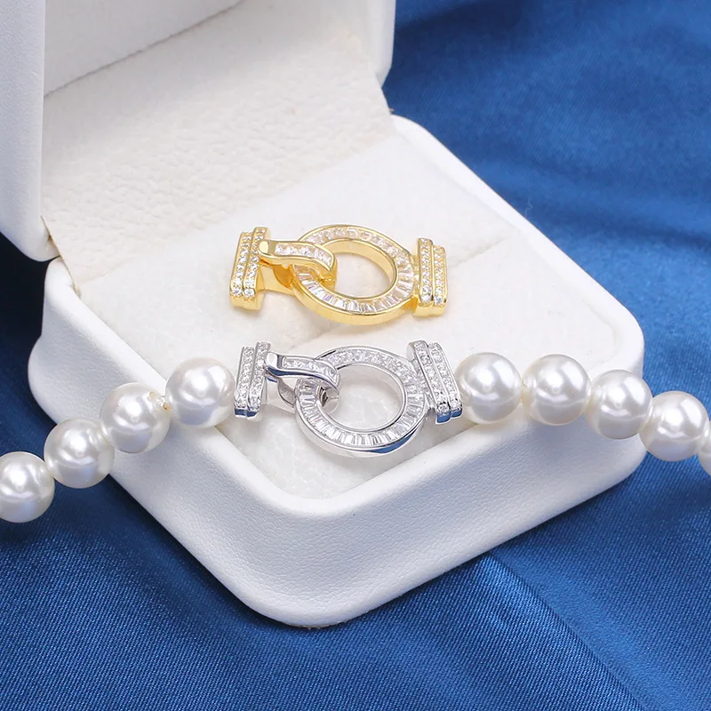 

1 Piece of Gold-plated Copper T-shaped Zirconia Pearl Necklace Connector Sweater Chain End Cap DIY Jewelry Material Accessory
