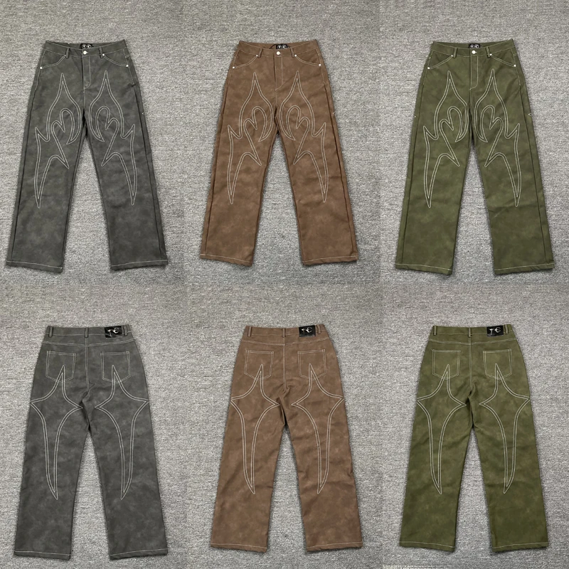 

2025 трендовая повседневная одежда в японском стиле Thug Club, повседневные брюки, мужские брюки с вышивкой, брюки THUG CLUB