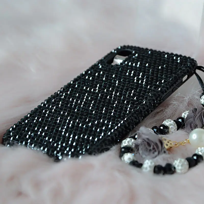Handmade Black Rhinestone Phone Case for Samsung Galaxy S24 S23 S22 S21 Ultra Plus S20 FE A35 A34 A33 Funda Covers