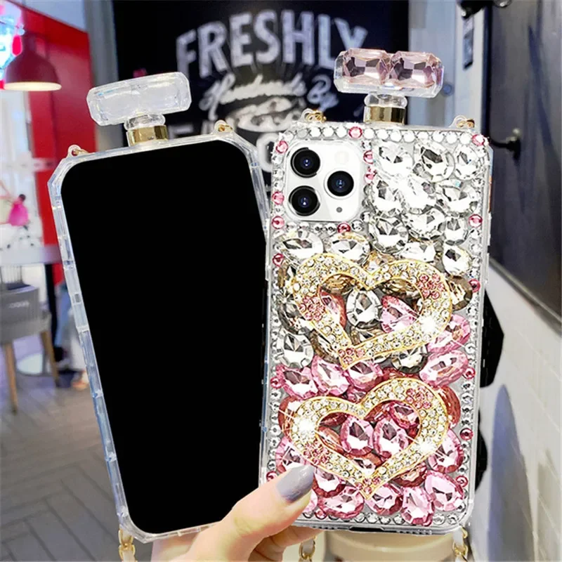 ラインストーンの香水瓶のケース,iPhone用の豪華なクリスタルケース,14