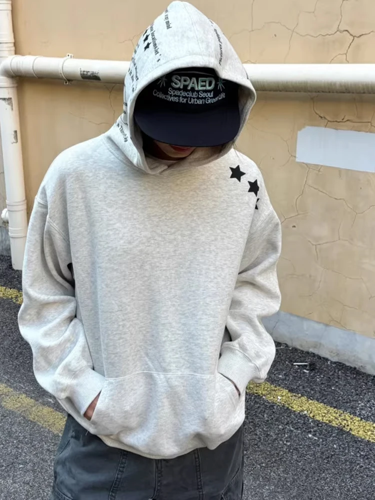 سترة بقلنسوة مطرزة من American High Street للرجال كبيرة الحجم وثقيلة الوزن كاجوال متعددة الاستخدامات للأزواج في موسم الخريف ملابس الشارع