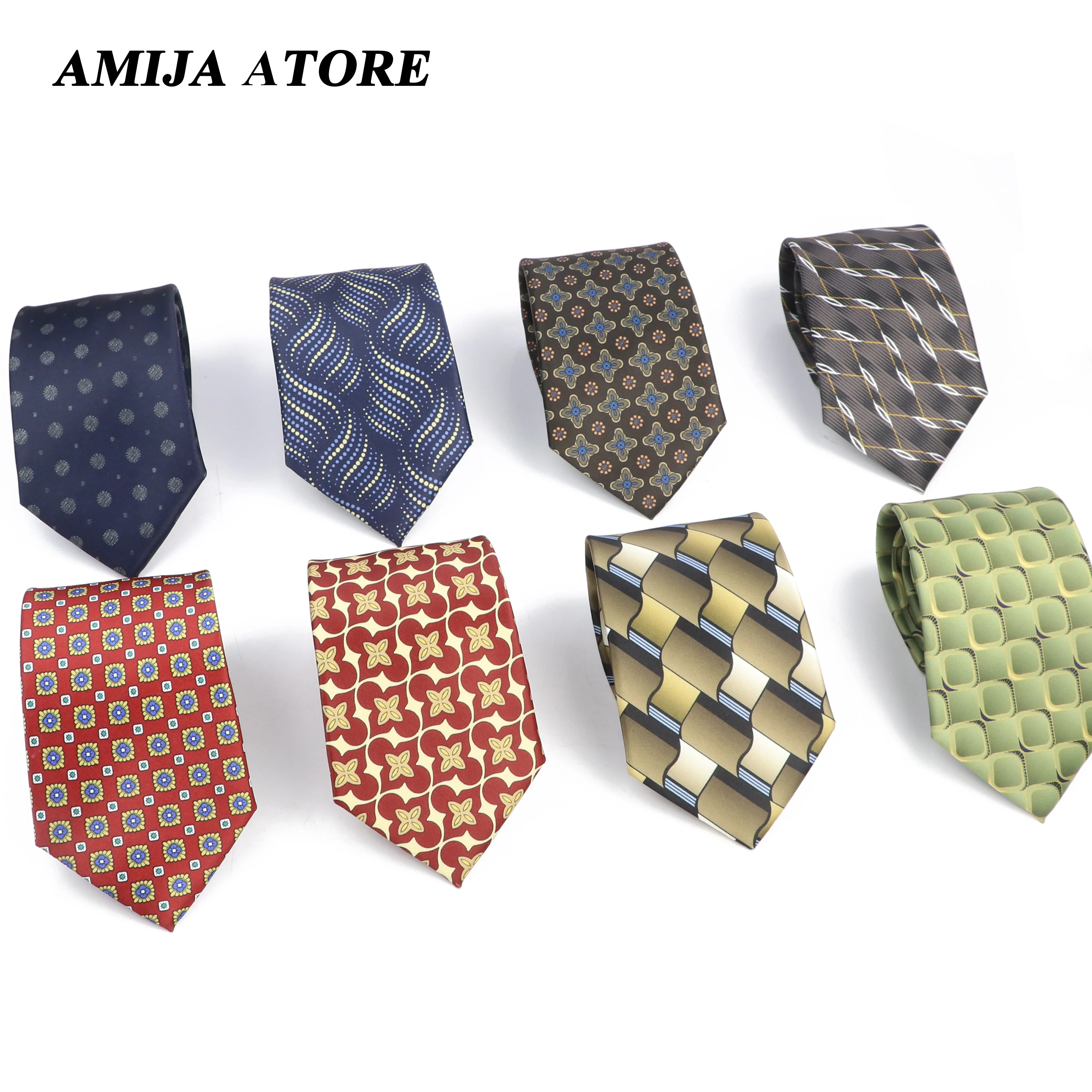 

Vintage Imitation Silk Ties Men's Fashion 8cm Geometric Patterns Floral Necktie For Men Wedding Business Soft Printing Tie Wed G