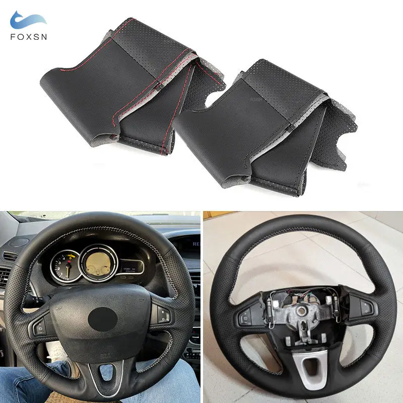 Hand-stitched Car Steering Wheel Leather Cover For Renault Megane 3 Scenic 3 Kangoo 2 Fluence (ZE) Samsung SM3 Nissan NV250