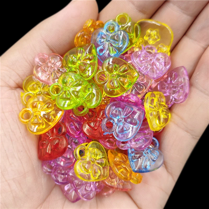 20Pcs/bag Transparent Drop Heart Arrow Pendant for Kids Earrings Necklace Bracelet Loose Beads DIY Crafts For Jewelry Making
