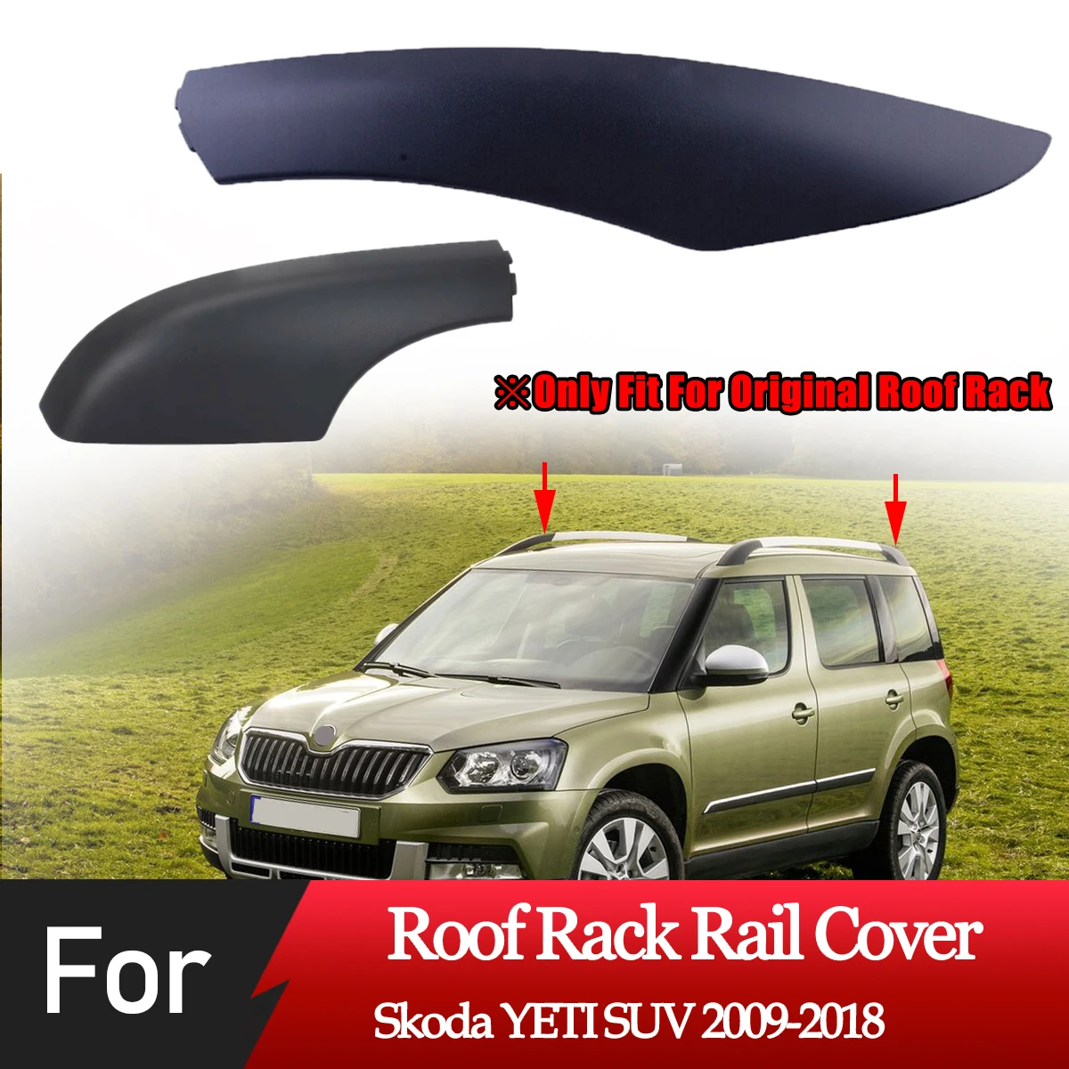 

Roof Rack Cover For Skoda Yeti SUV 2014-2017 Front Rear Roof Luggage Bar Rail End Shell Plasitc Cover Replacement