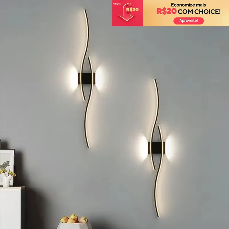 Lâmpada de parede led tira longa 60/80 arandela casa decora sala estar fundo restaurante quarto luminárias modernas