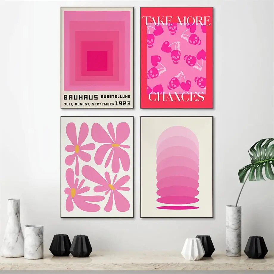 

Inspirational Print Aesthetic Abstract Wall Art Pastel Pink Gradient Poster Cocktail Flower Exhibition Preppy Home Decoration