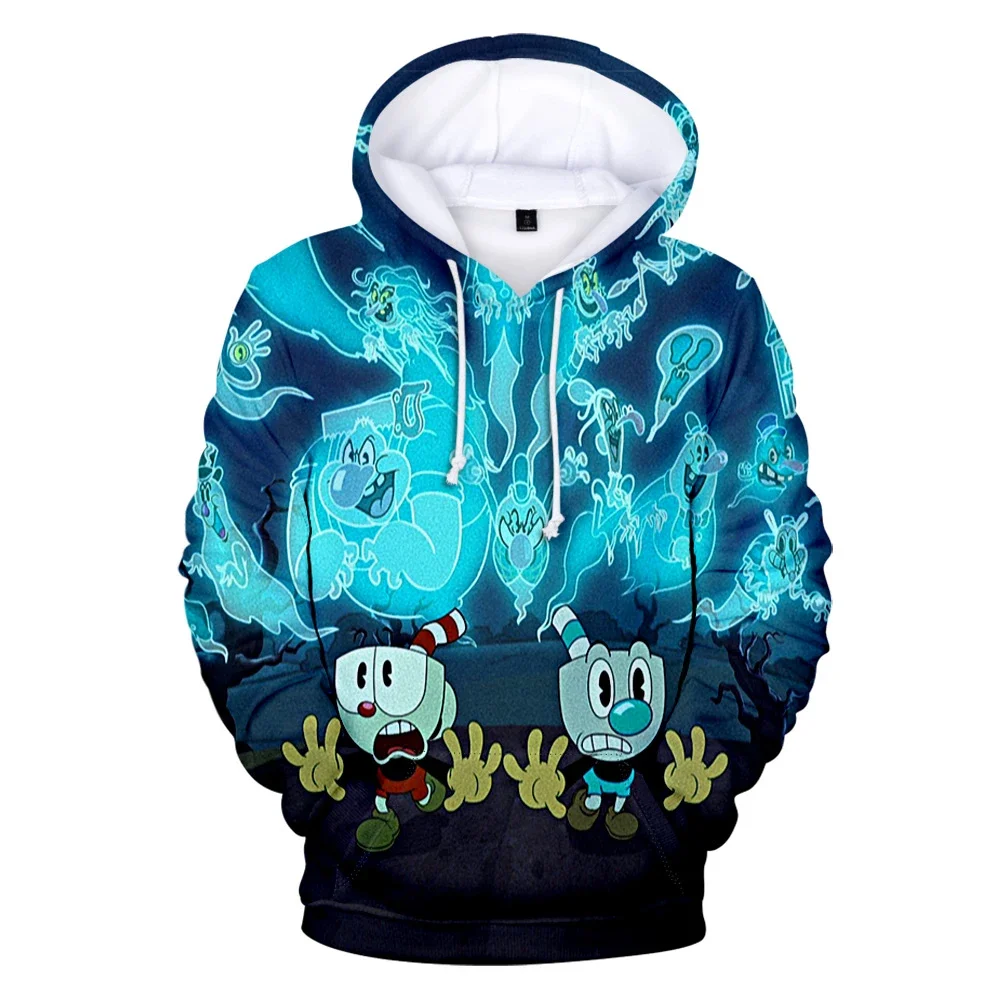 The Cuphead Show هوديس ثلاثية الأبعاد يطبع للجنسين موضة البلوز البلوز المسلسلات التلفزيونية الشارع الشهير رياضية الرجال الملابس Harajuku