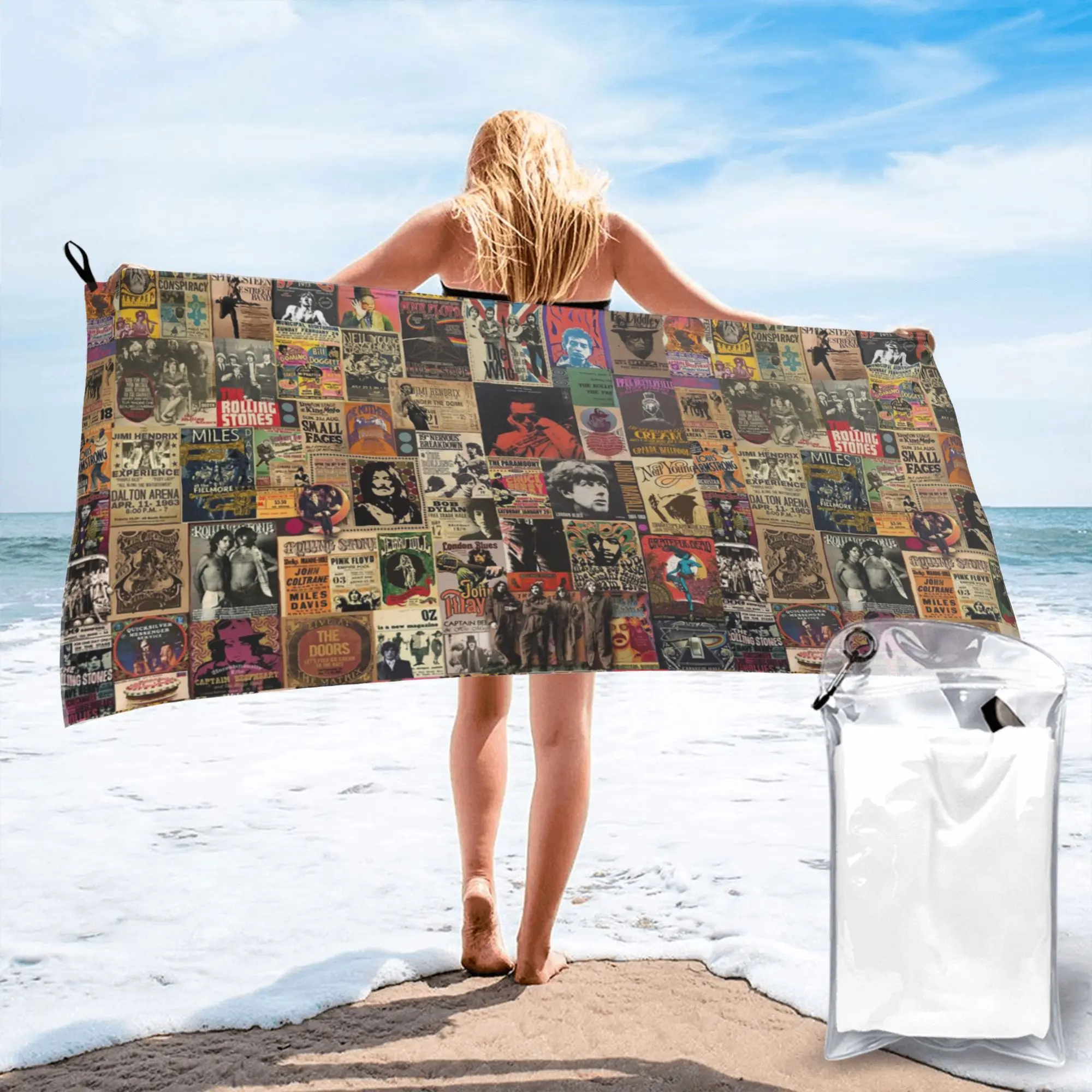 Rock n' roll stories Beach Towel Soft Microfiber Quick Dry Absorbent Quick Towels For Bath
