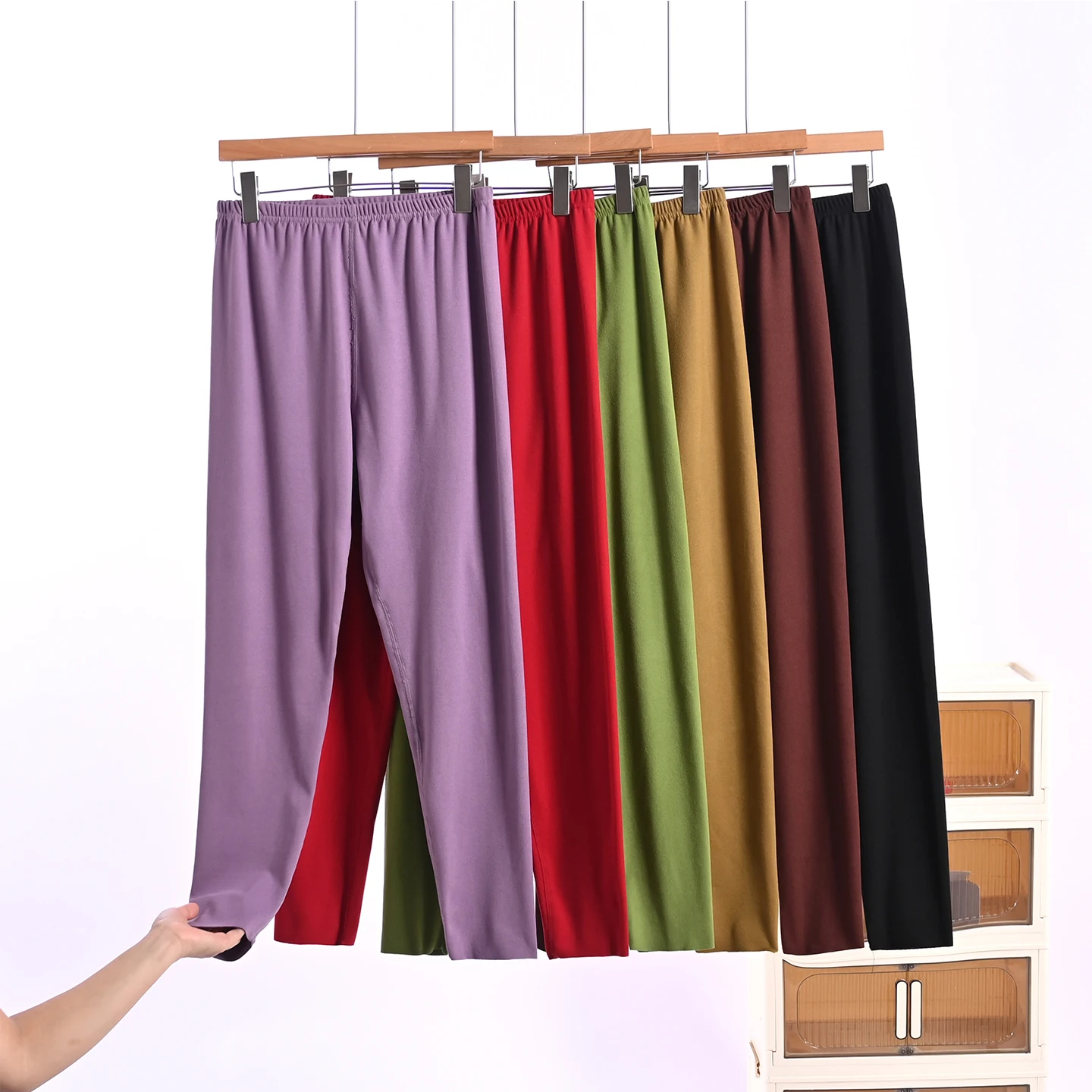 Thickened Double-Sided Fleece High-Waist Women's Thermal Trousers  Color Tight Leggings Long Pants for Autumn Season