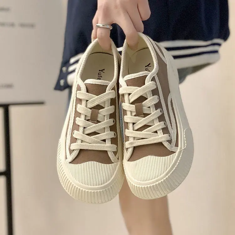 Korean Shoes Espadrilles For Women British Style All-Match Casual Female Sneakers Round Toe 2024 Summer Preppy New Canvas PU Fre